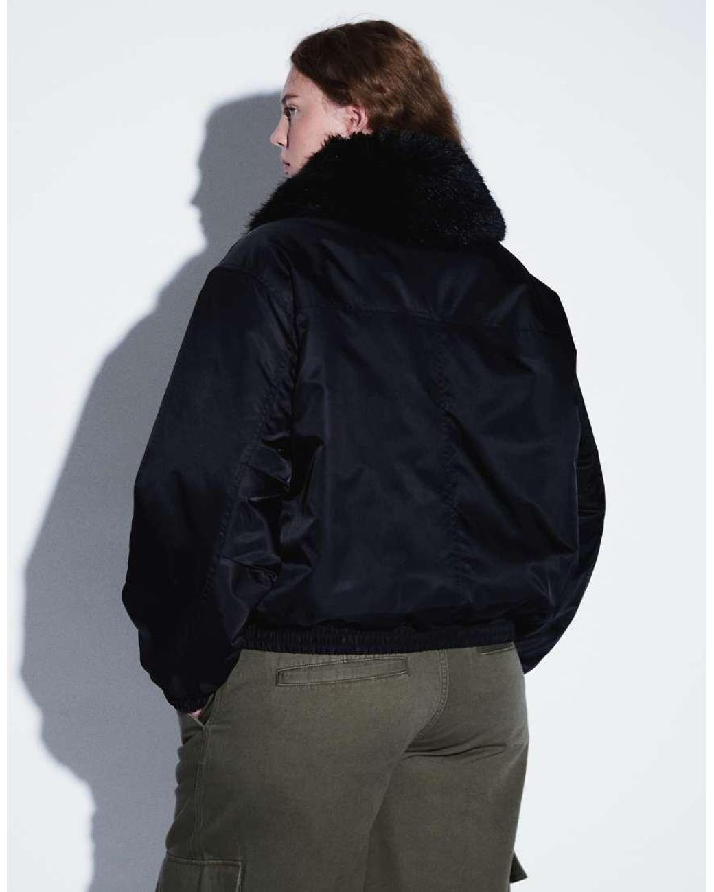 ASOS Black Asos Design Curve Ma1 Bomber Jacket With Faux Fur Trim