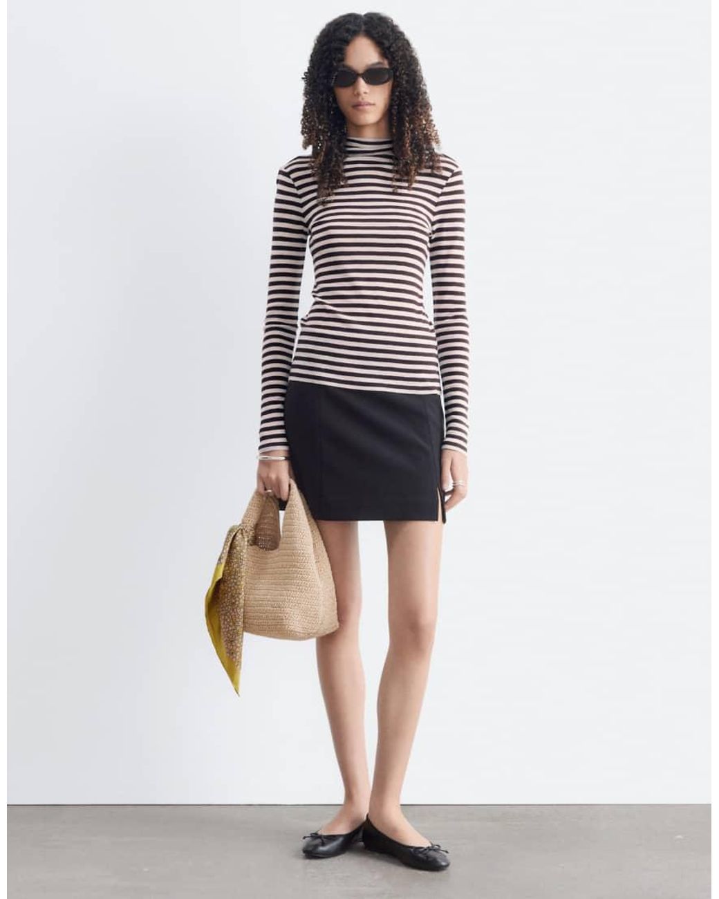 & Other Stories White Pure Wool High Neck Long Sleeve Top