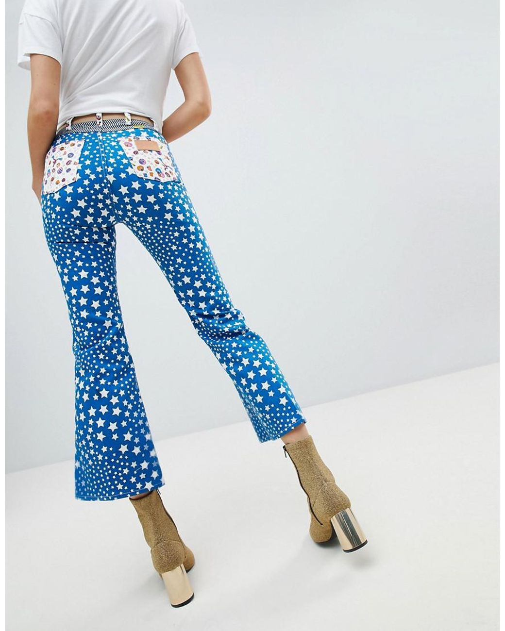 Wrangler X Peter Max Cosmic Print Cropped Flare Jean in Blue | Lyst
