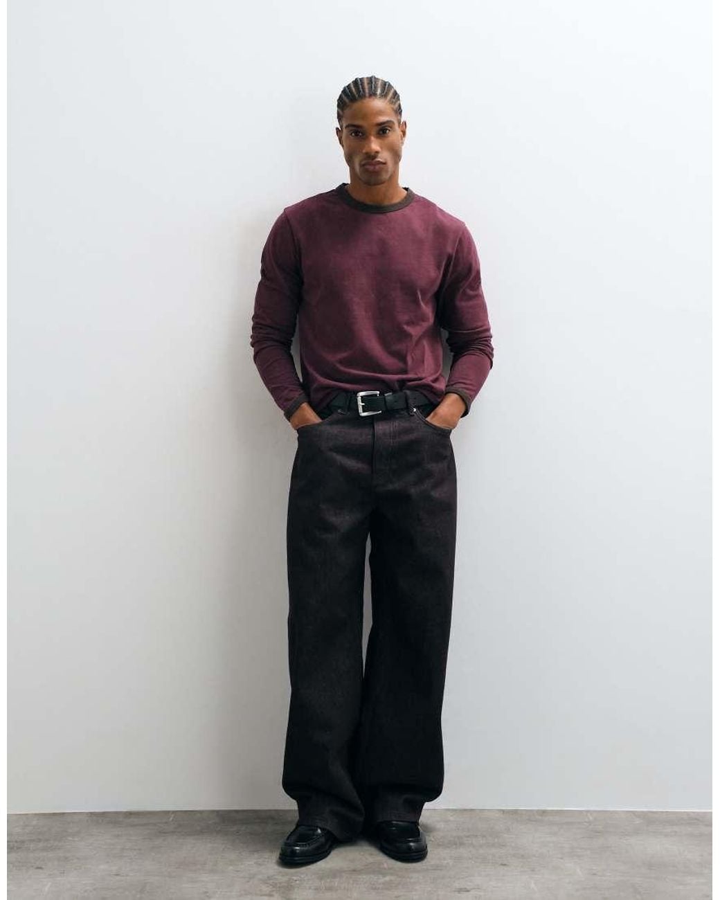 ASOS Purple Long Sleeve Ringer T-Shirt for men