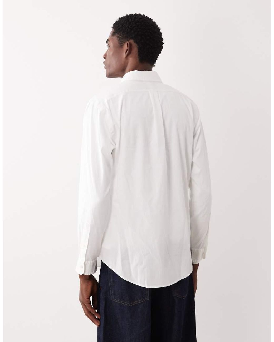 Polo Ralph Lauren White Icon Logo Long Sleeve Cotton Twill Shirt for men