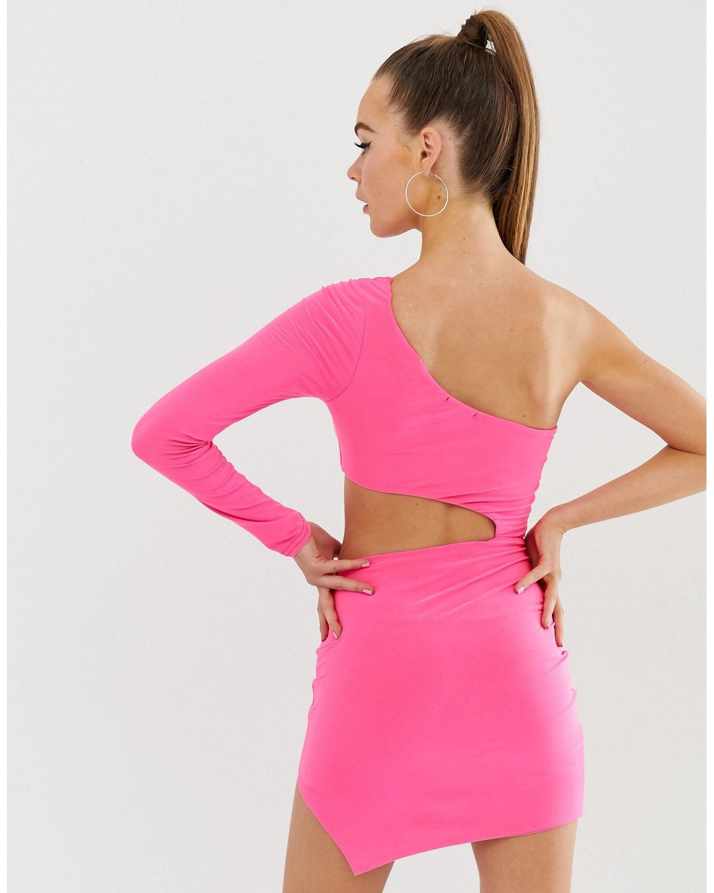 Fashionkilla One Shoulder Cut Out Bodycon Dress in Pink | Lyst