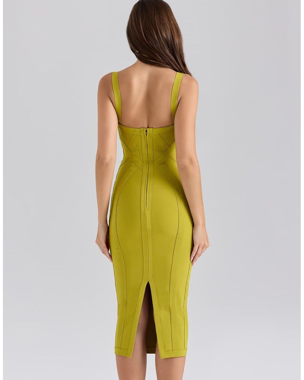 House Of Cb Yellow The Era Martini Midi Bandage Dress