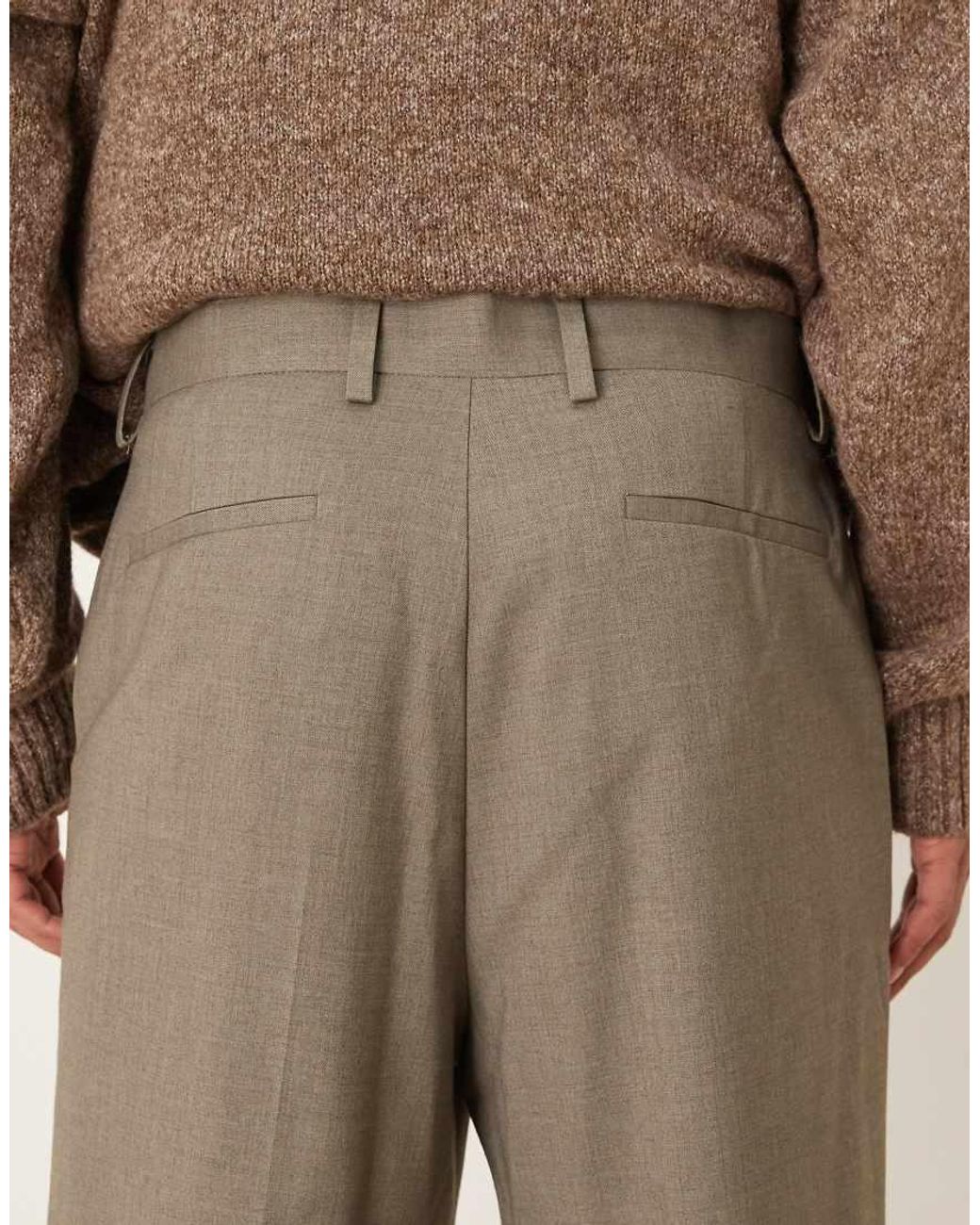 ASOS Natural Smart Relaxed Tapered Trousers for men