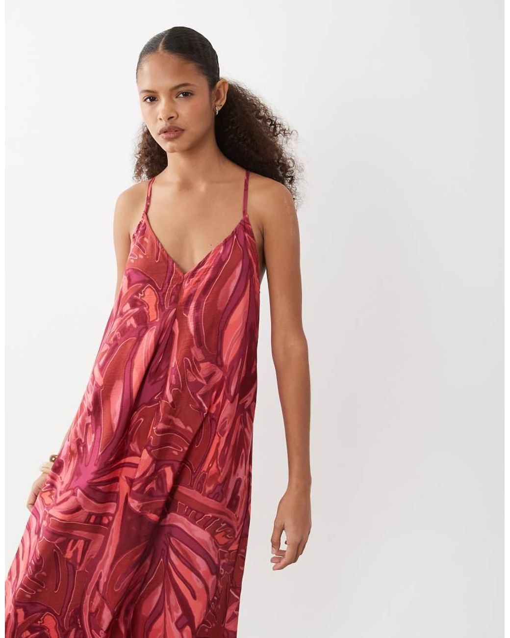 Vila Red Cami Maxi Dress With Crossed Straps