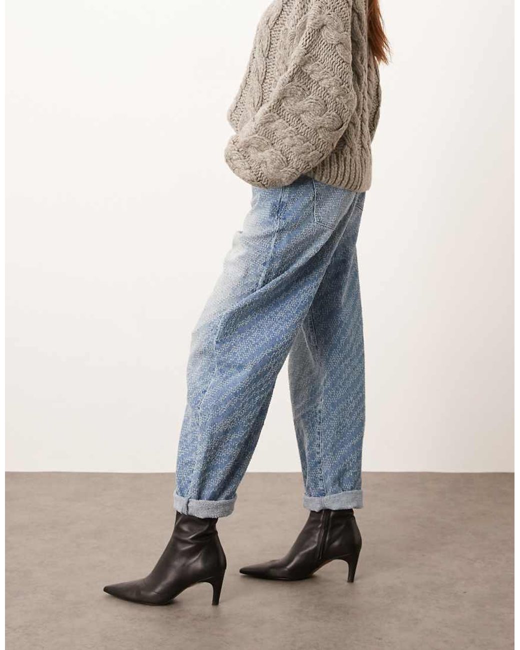 ARRANGE White Tova Barrel Textured Jean