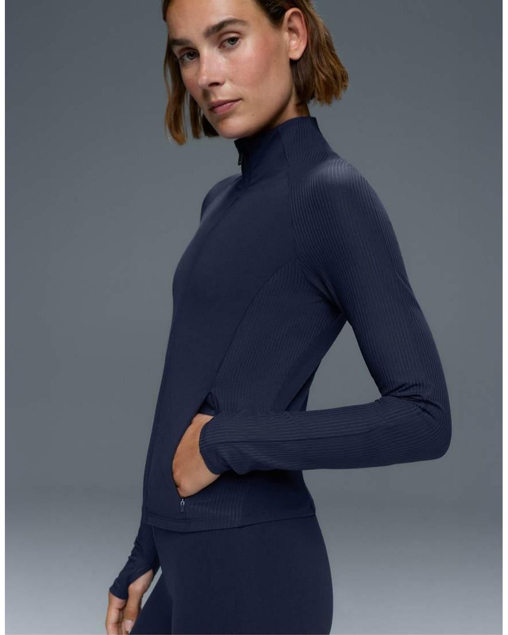 Oysho Blue Light Warm Rib Technical Jacket