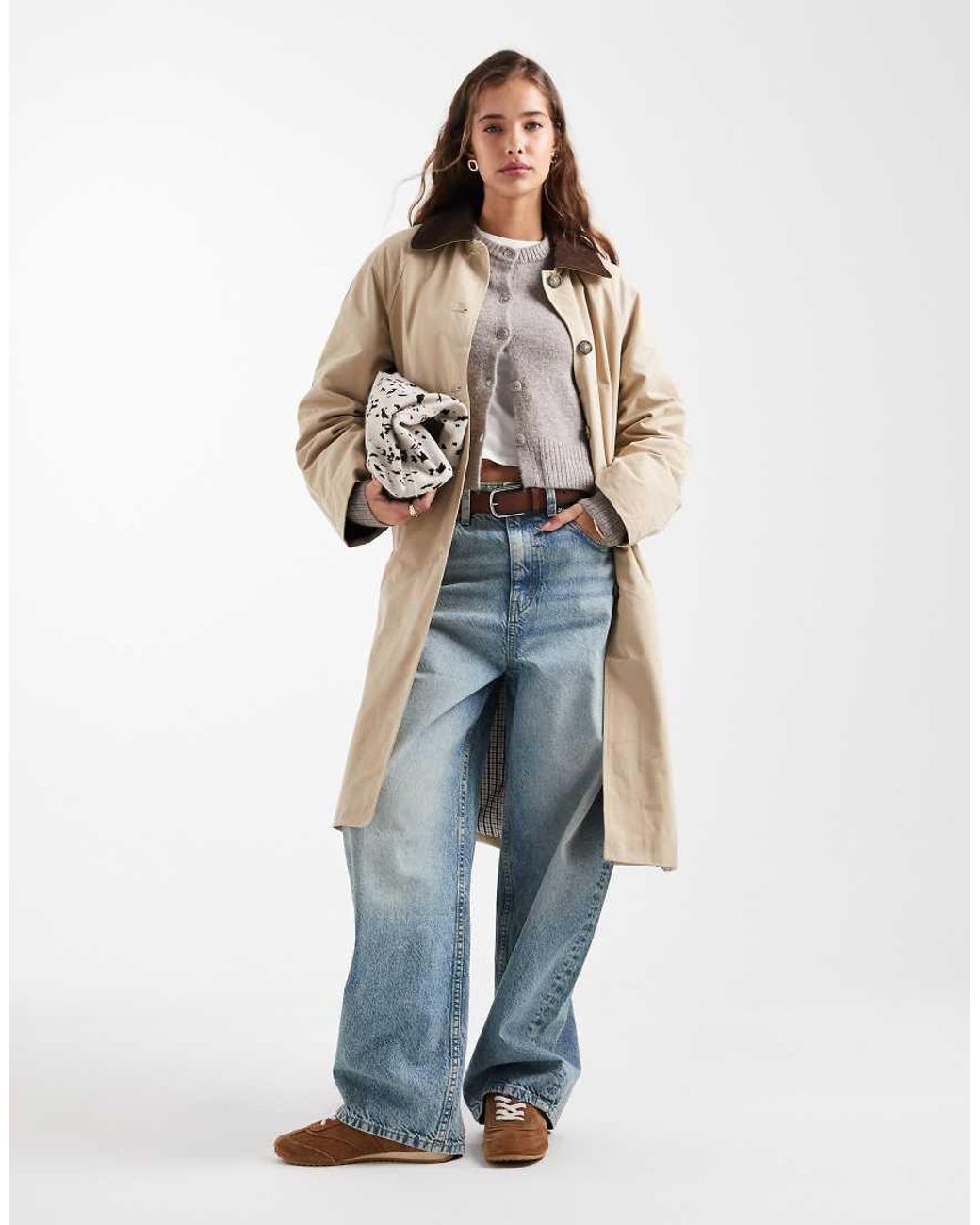 Mango Natural Teen Longline Barn Jacket