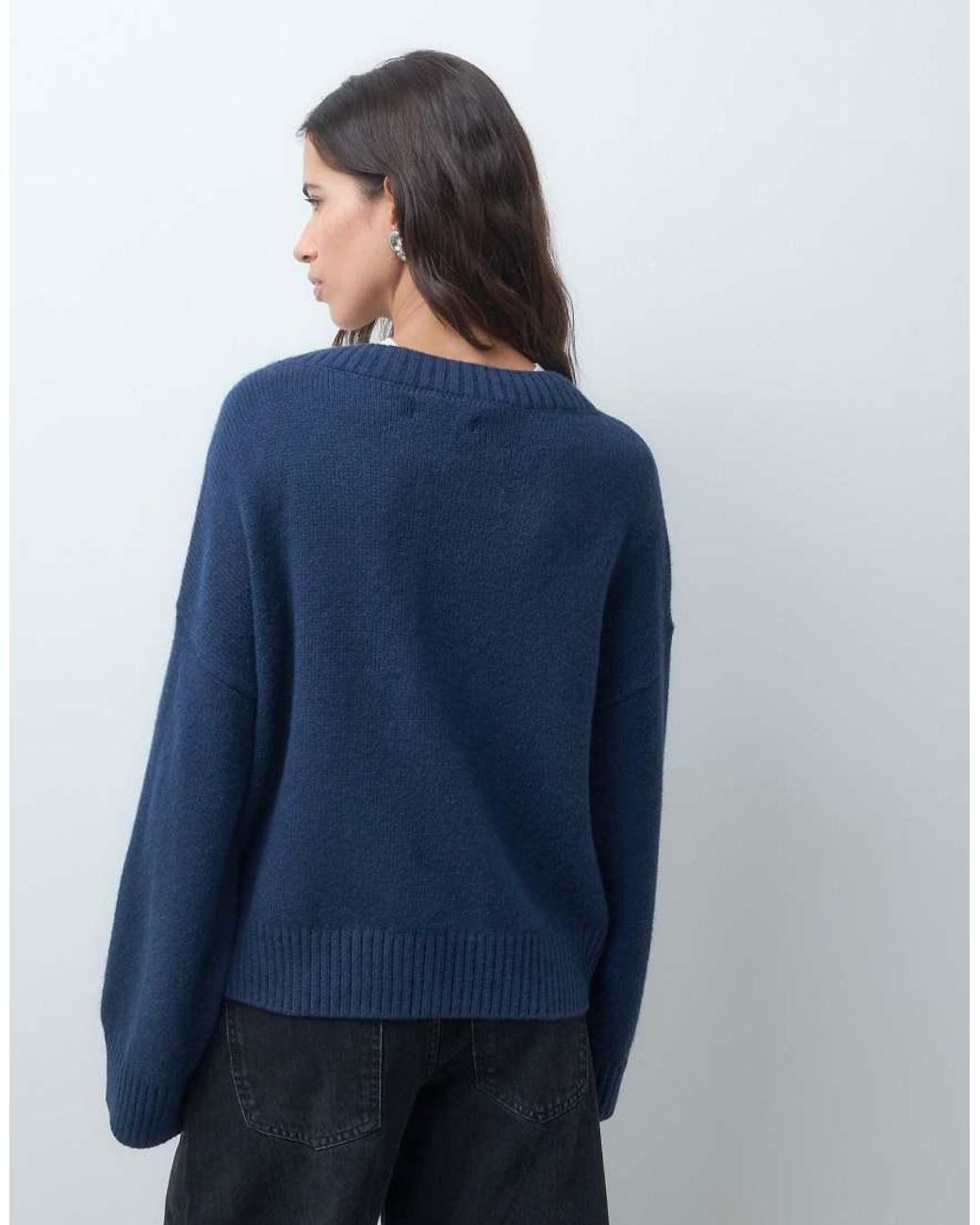 Hollister Blue Knitted V Neck Jumper