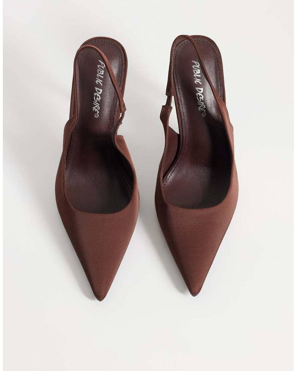 Public Desire Brown Allure Slingback Heeled Court Shoes