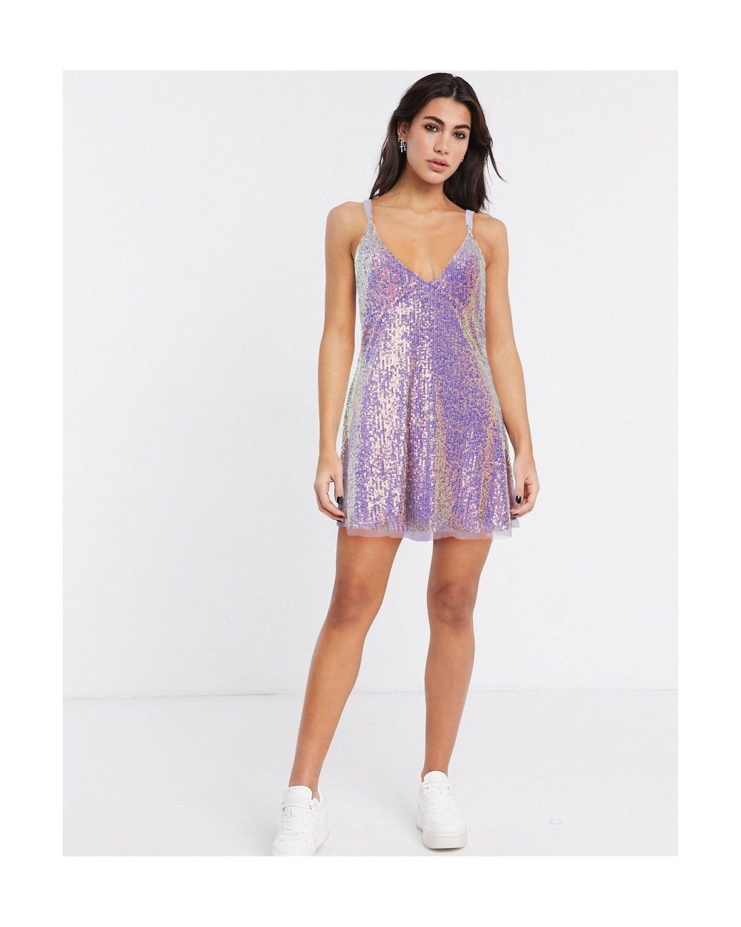 Gold Rush Mini Dress in Lilac 