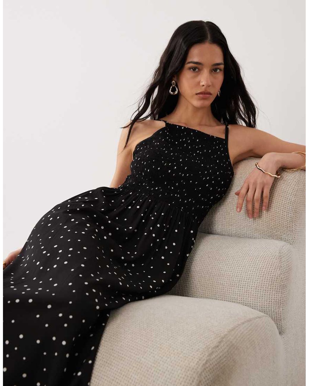 esmé studios Black Shirred Beach Maxi Dress