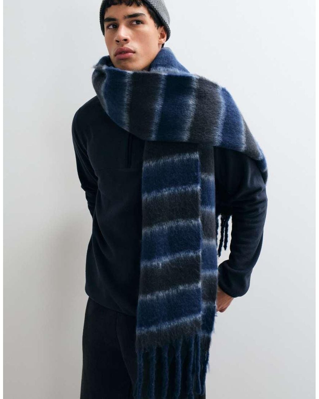 ASOS Blue Stripe Brushed Scarf for men