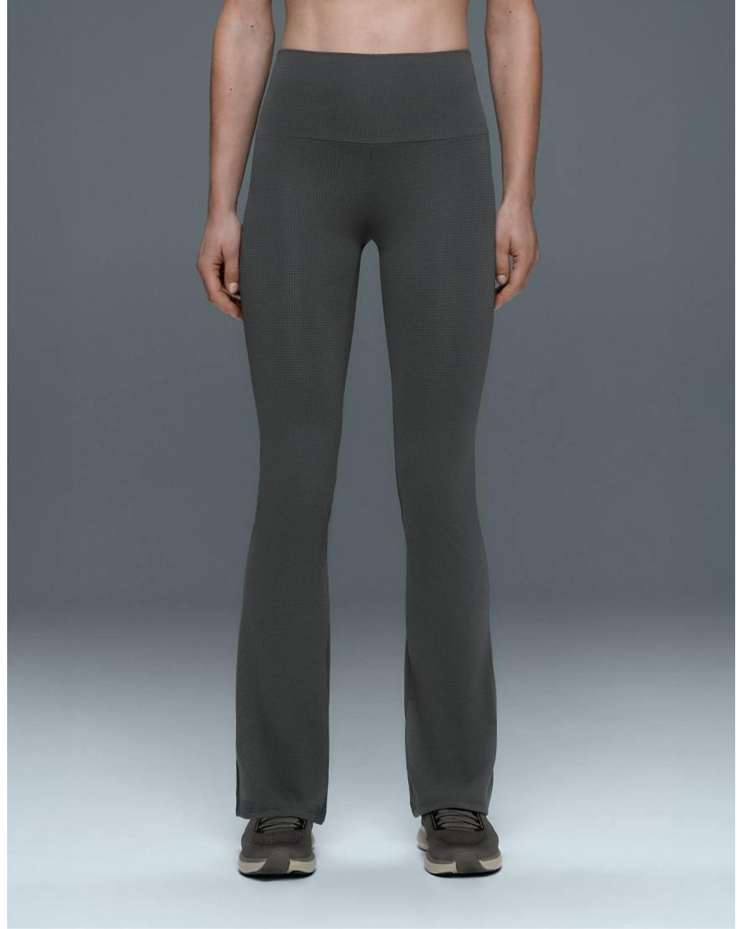 Oysho Gray Flare High Rise Houndstooth Trousers