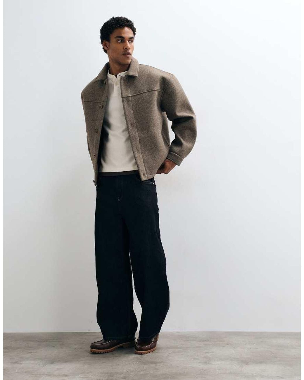 ASOS Brown Oversized Textured Fleece Jacket for men