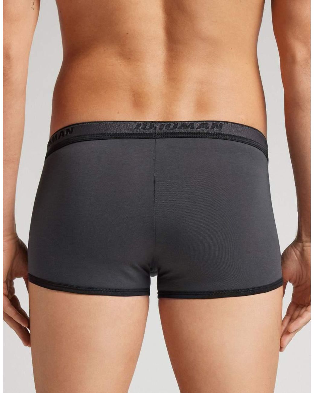Intimissimi Gray Superior Cotton Boxers With Logo for men