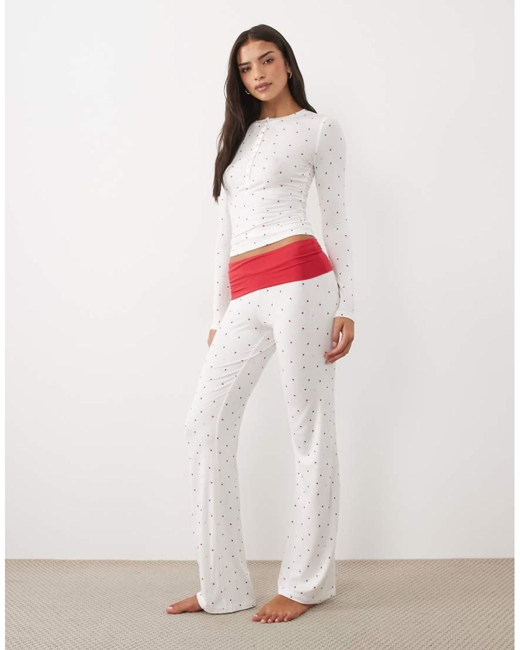 Cotton On White Lounge Airy Soft Roll Over Waist Trouser