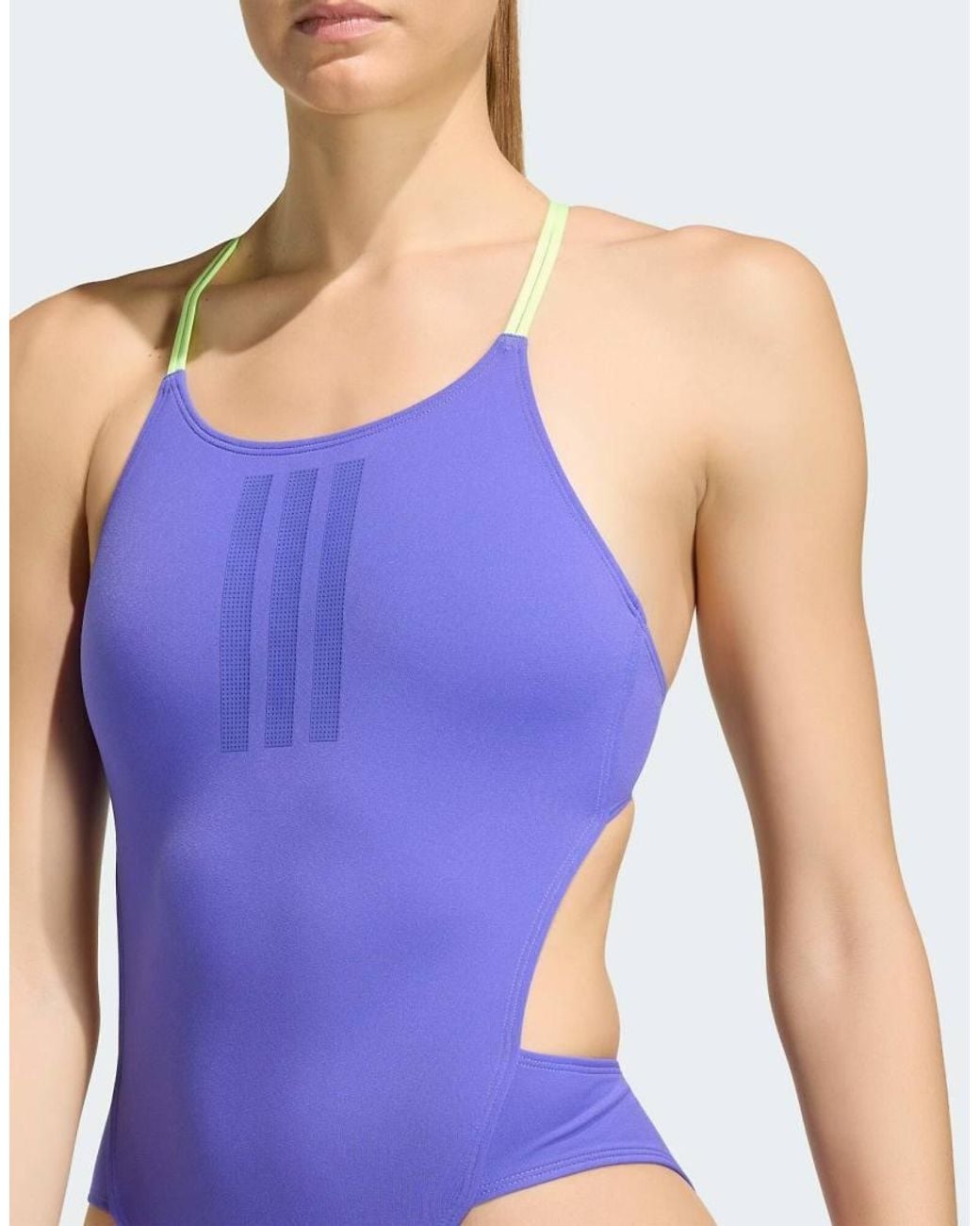 Adidas Originals Blue Ripstream 3-stripes Tie Back Swimsuit