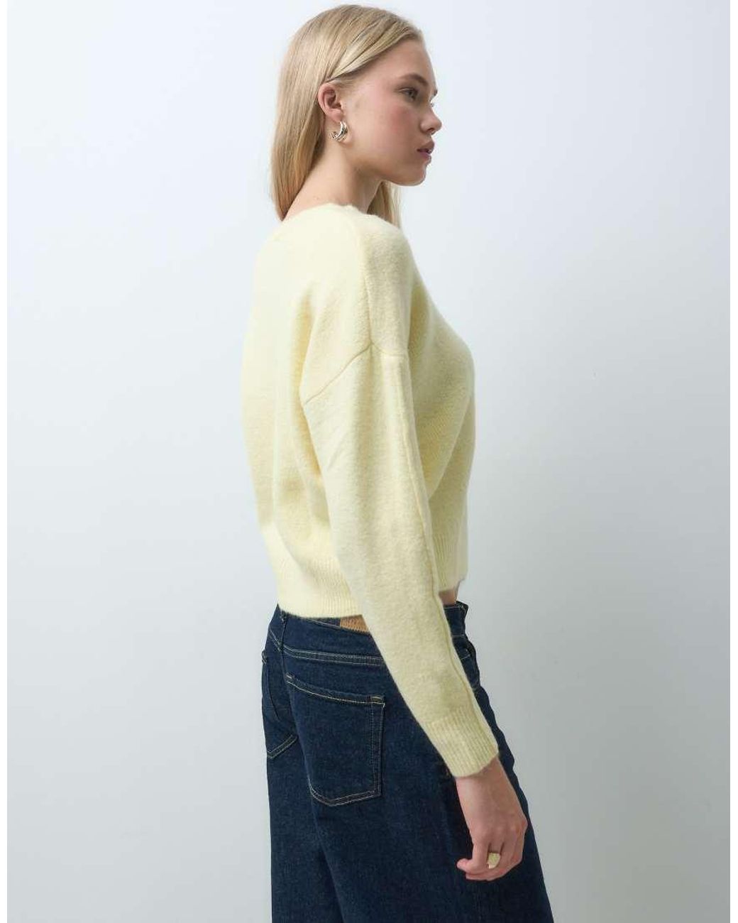 Mango Natural Teen V Neck Knitted Sweater