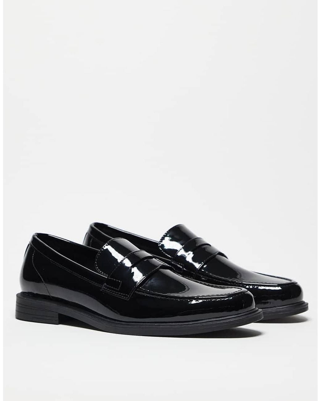 ASOS Black Patent Penny Loafers for men