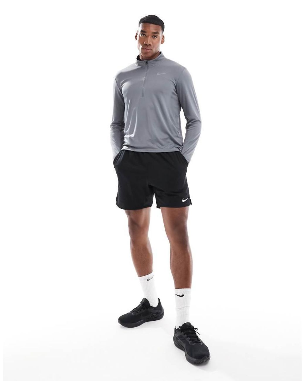 Nike Gray Pacer Dri-Fit Half Zip Long Sleeve Top for men