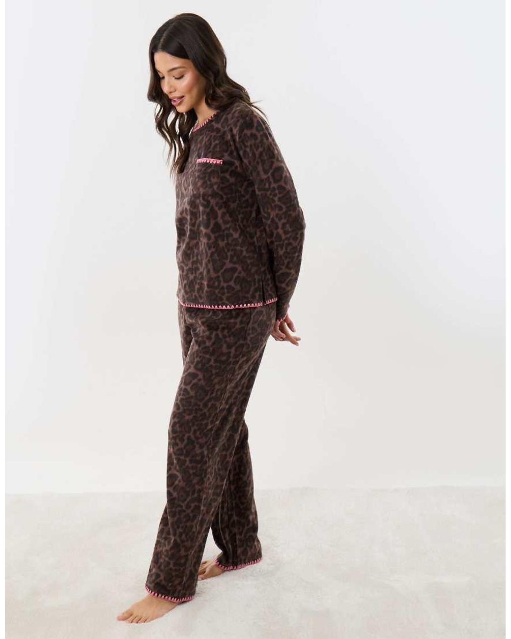 Threadbare Brown Micro Fleece Pyjama Set