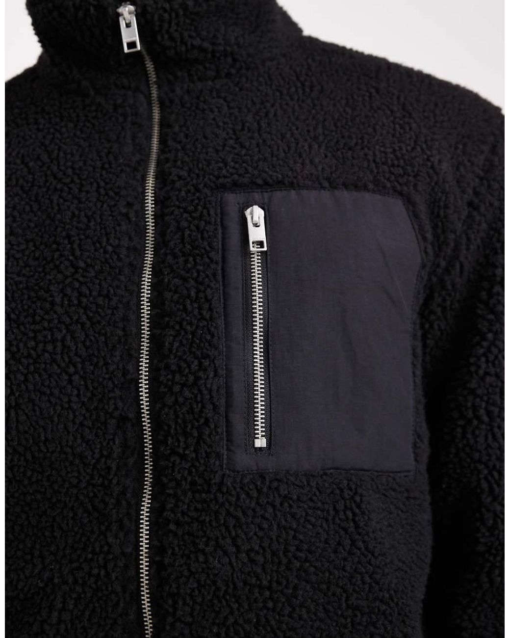 Jack & Jones Black Fleece Jacket With Pocket for men