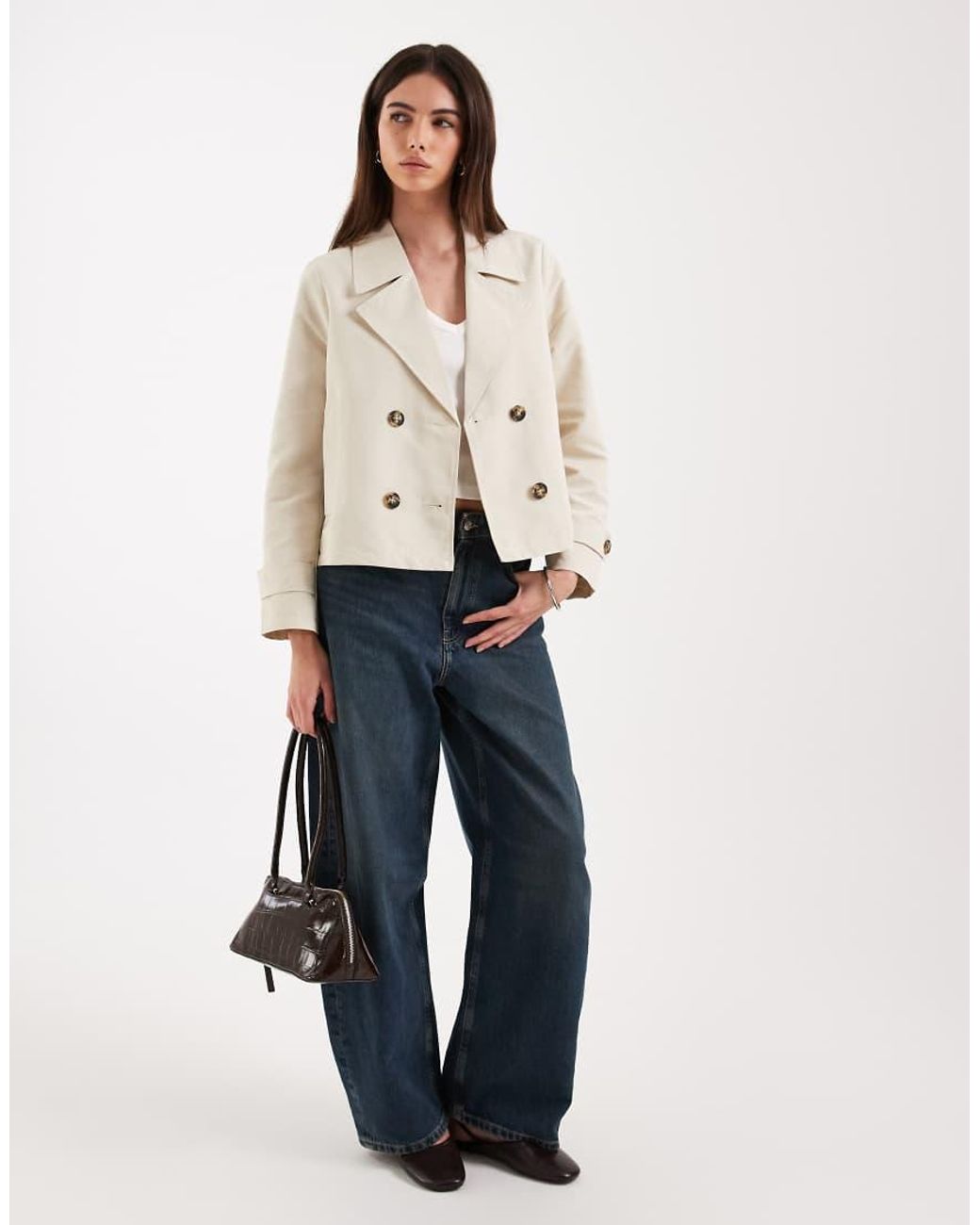 Vero Moda Natural Lightweight Cropped Trench Coat