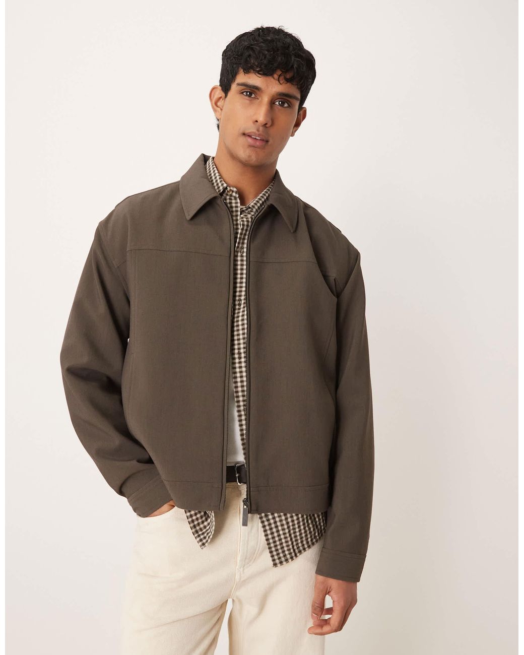 ASOS Brown Smart Harrington Jacket for men