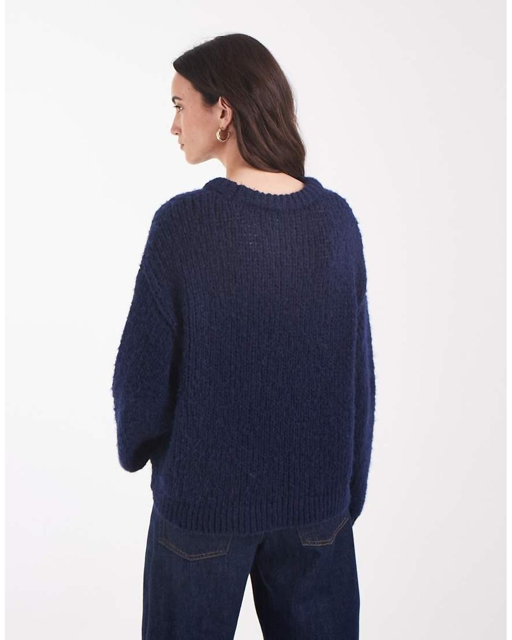 Pieces Blue Chunky Knitted Jumper