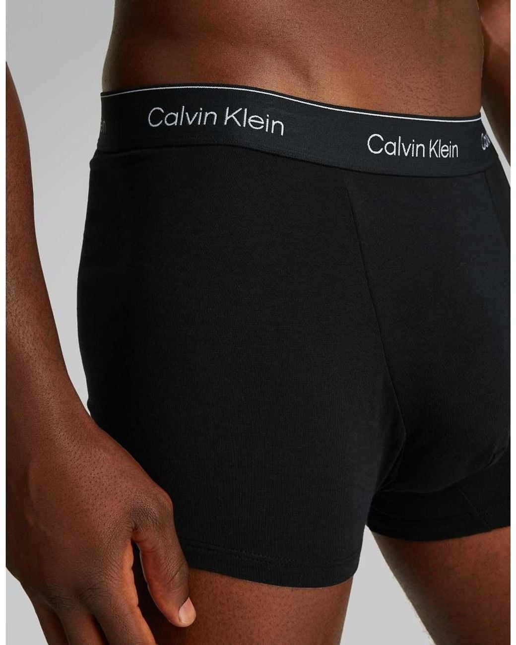 Calvin Klein Black Icon Cotton Stretch 3 Pack Darted Trunk for men