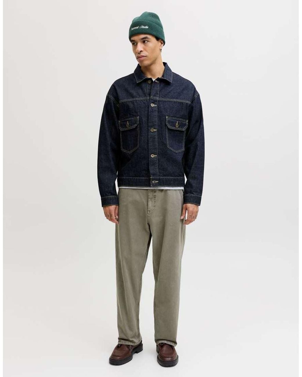 Jack & Jones Gray Alex Mid Waist baggy Fit High-waisted Trousers for men
