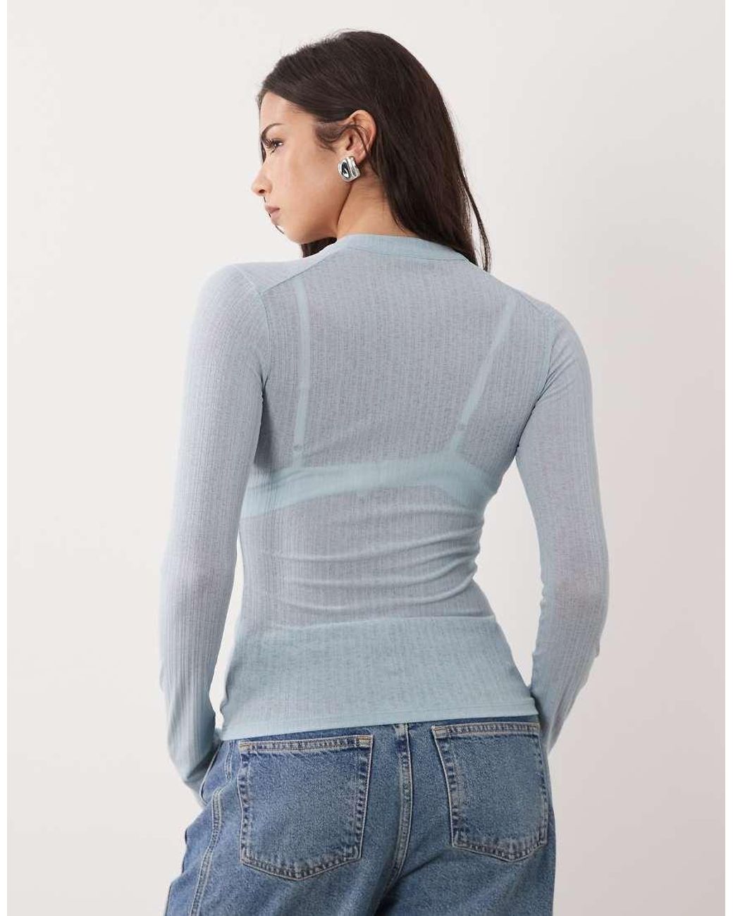 ASOS Blue Long Sleeve With Button Top