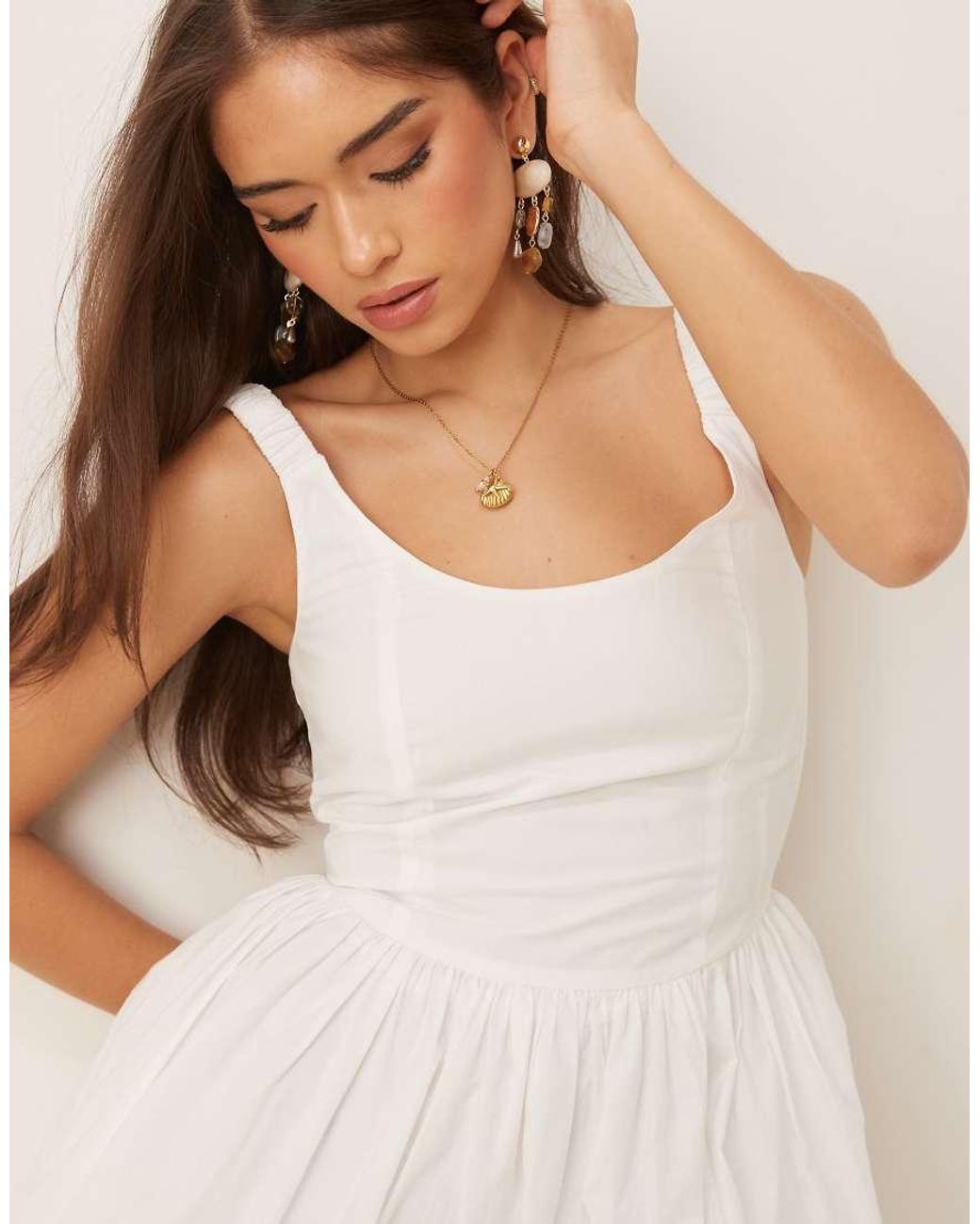 Nobody's Child White Loie Structured Puffball Mini Dress