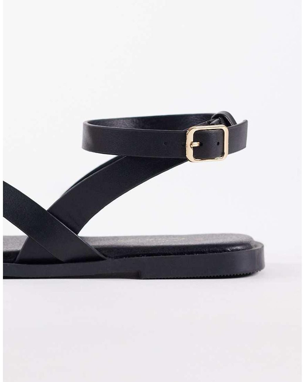 New Look White Multi Strap Gold Detail Toe Loop Sandals