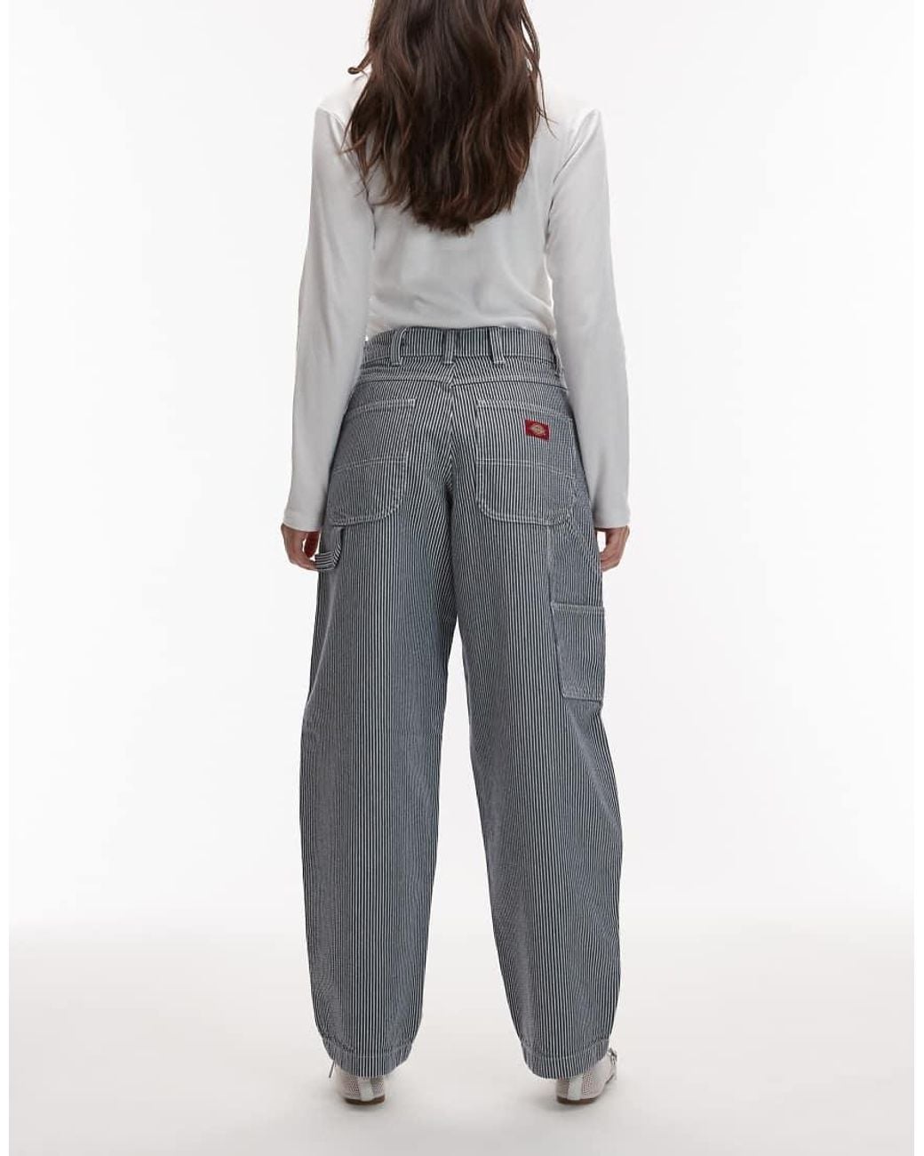 Dickies Gray Hickory Striped Loose Straight Carpenter Pants