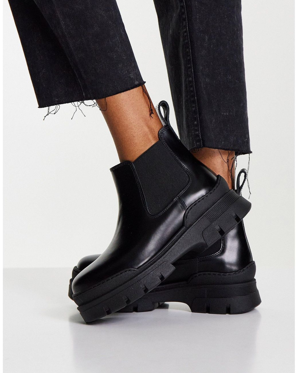other stories chunky sole leather chelsea boots