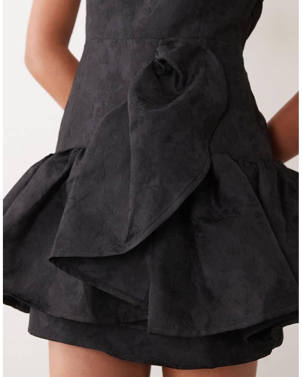 Sister Jane Black Exclusive Jacquard Ruffle Mini Dress With Diamond Back Cut Out