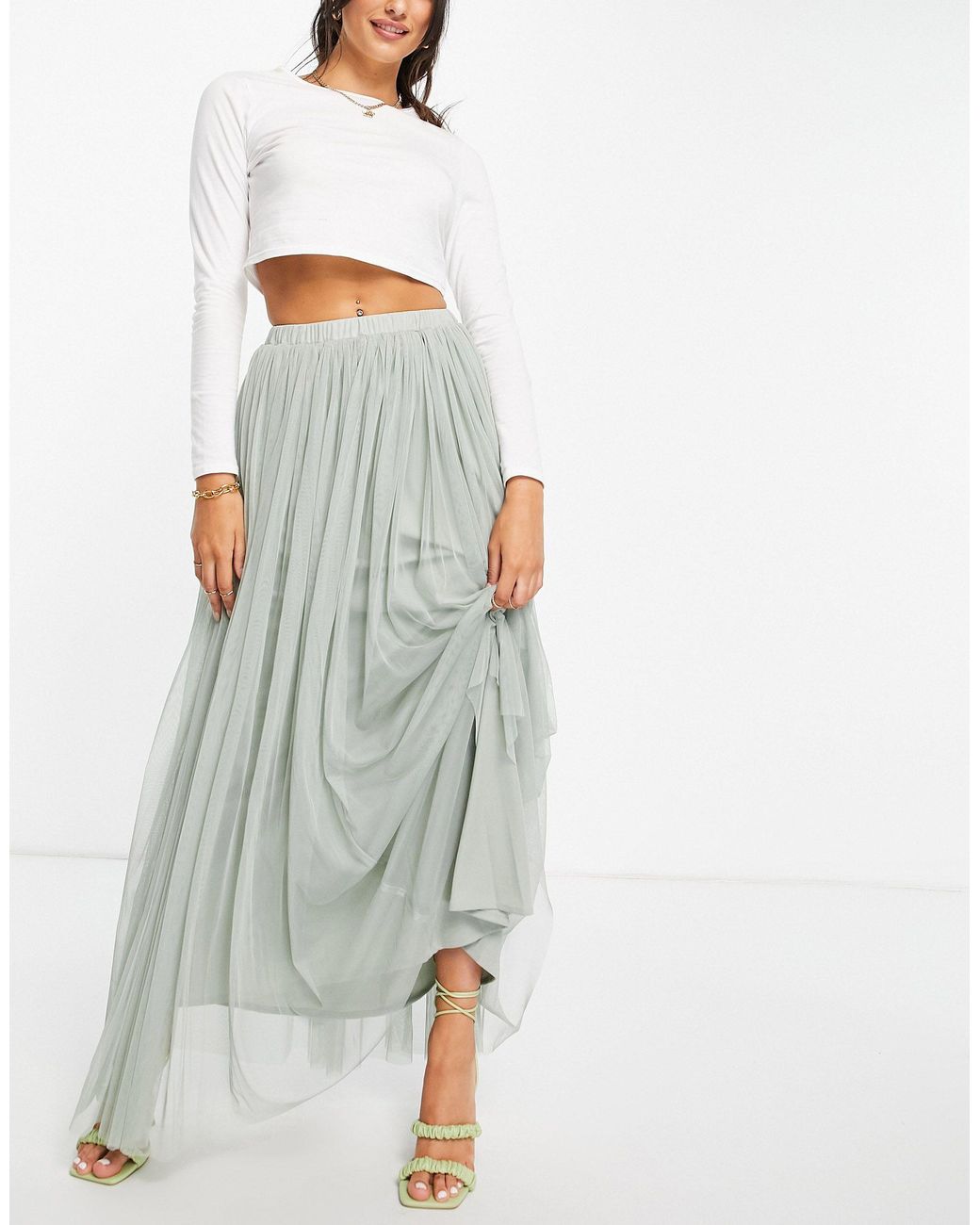 Grey tulle store maxi skirt