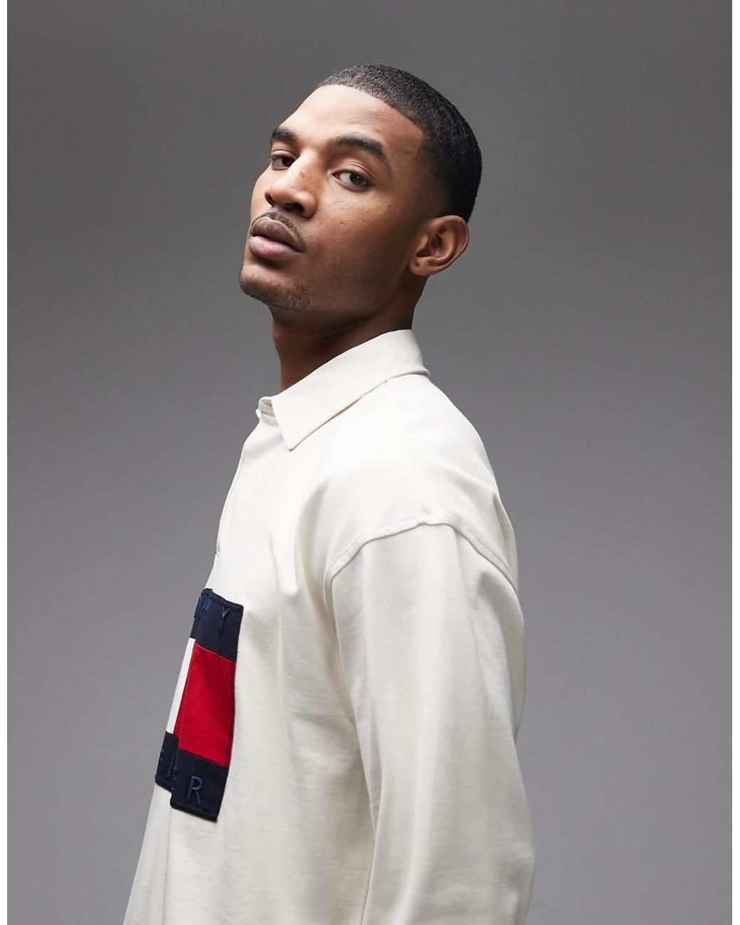Tommy Hilfiger Gray Flag Rugby Shirt for men