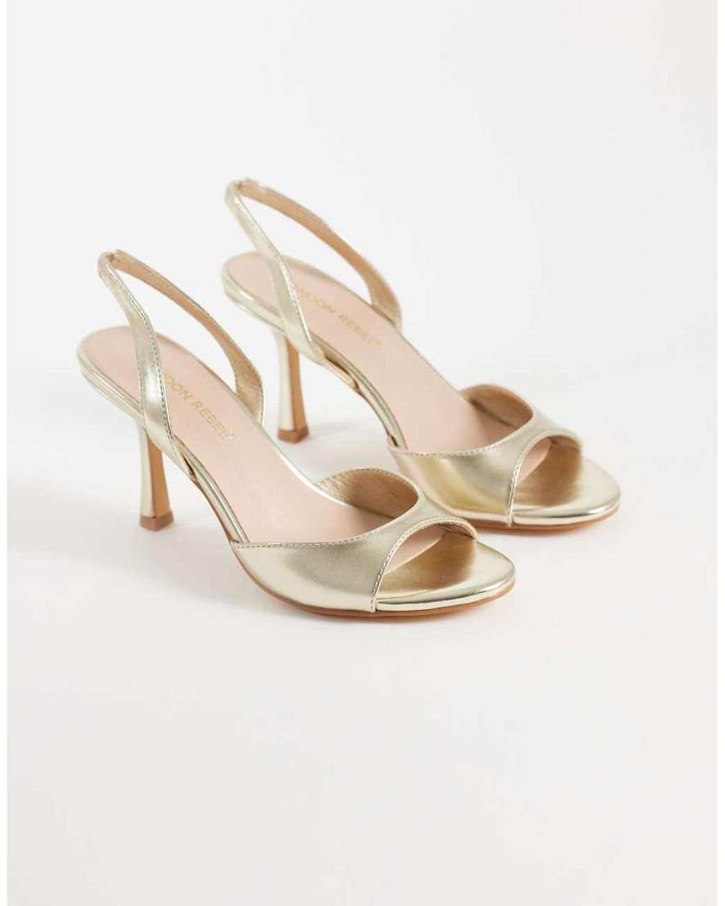London Rebel Metallic Nora Peep Toe High Heeled Sandals