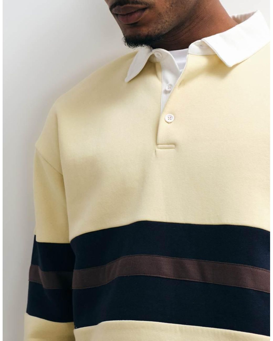 ASOS Yellow Oversized Rugby Polo With Contrast Panelling for men