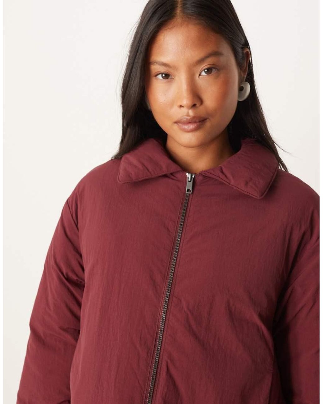 ASOS Red Asos Design Petite Puffer Jacket With Top Collar