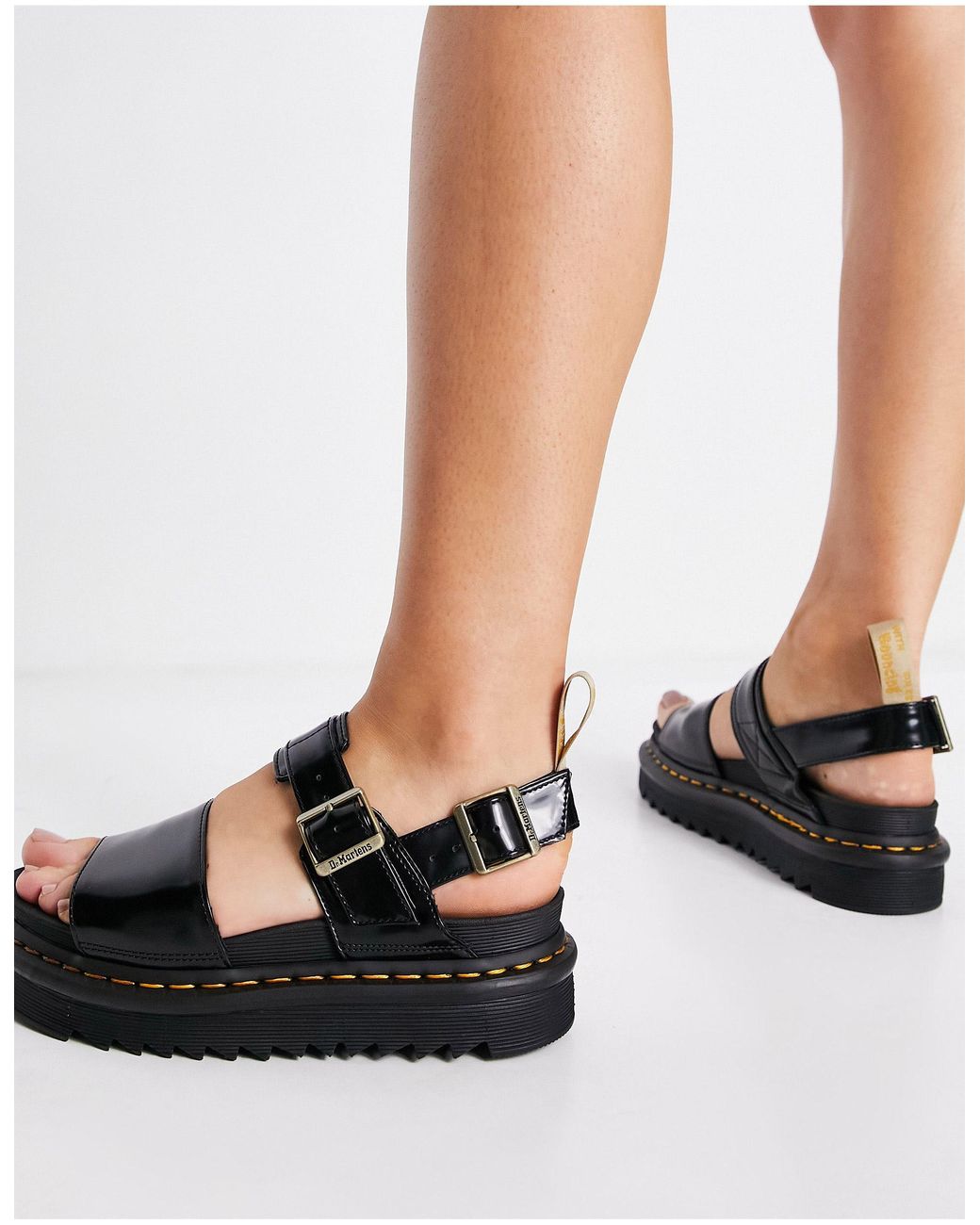 Dr. Martens Vegan Voss Sandals in Black | Lyst Australia