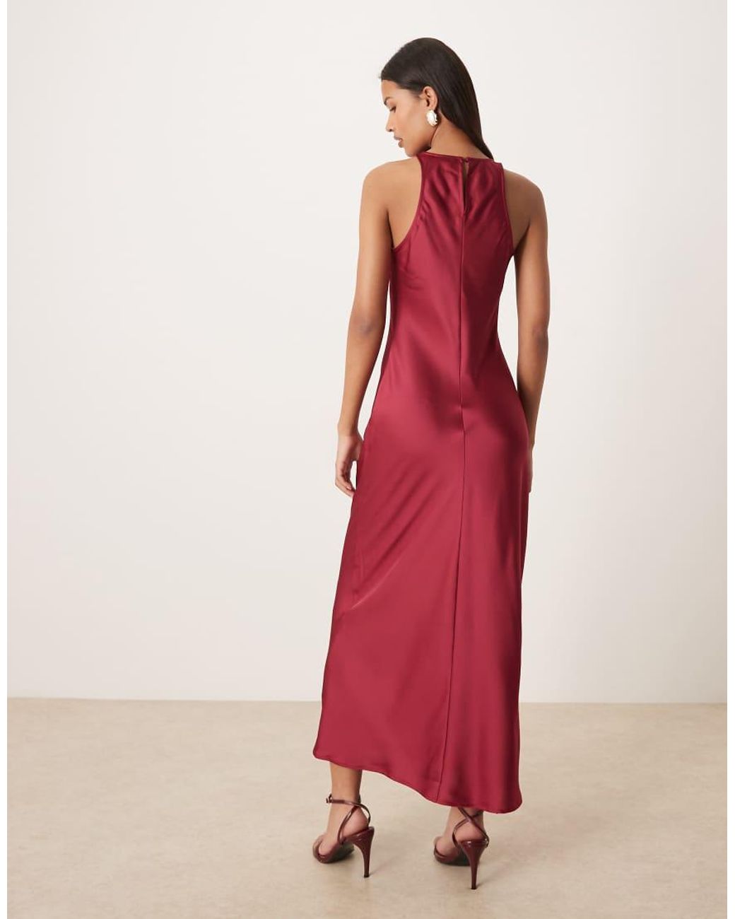 Vila Red Racer Satin Midaxi Dress