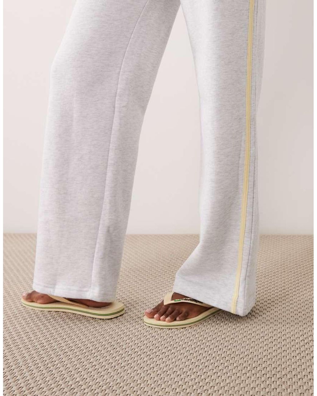 Kaiia Natural Cotton Rich Stripe Foldover Waistband Joggers Co-Ord