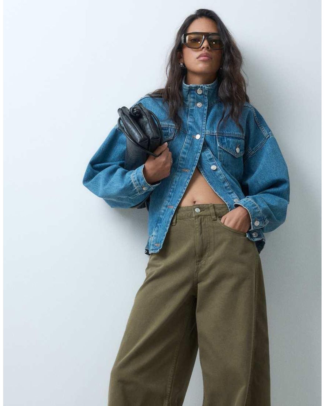 ASOS Blue Bow Barrel Leg Jeans