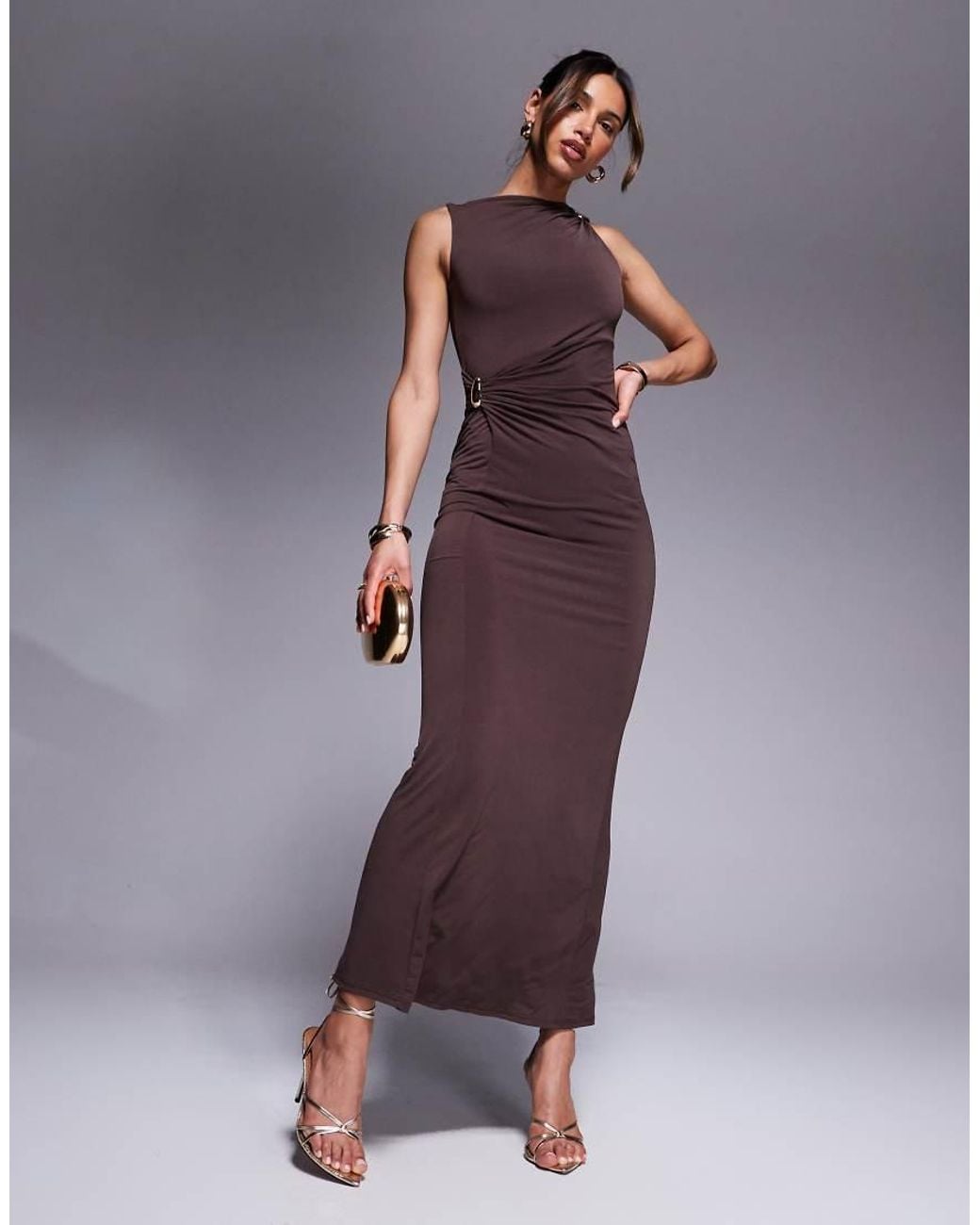 ASOS Purple Twist Hardware Detail Midi Dress