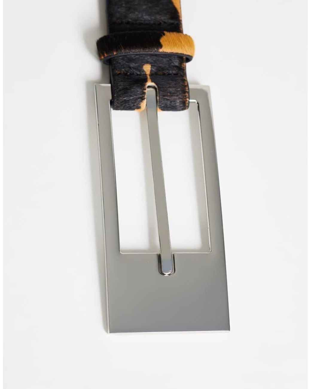 TOPSHOP Multicolor Bea Hair On Real Leather Wide Belt