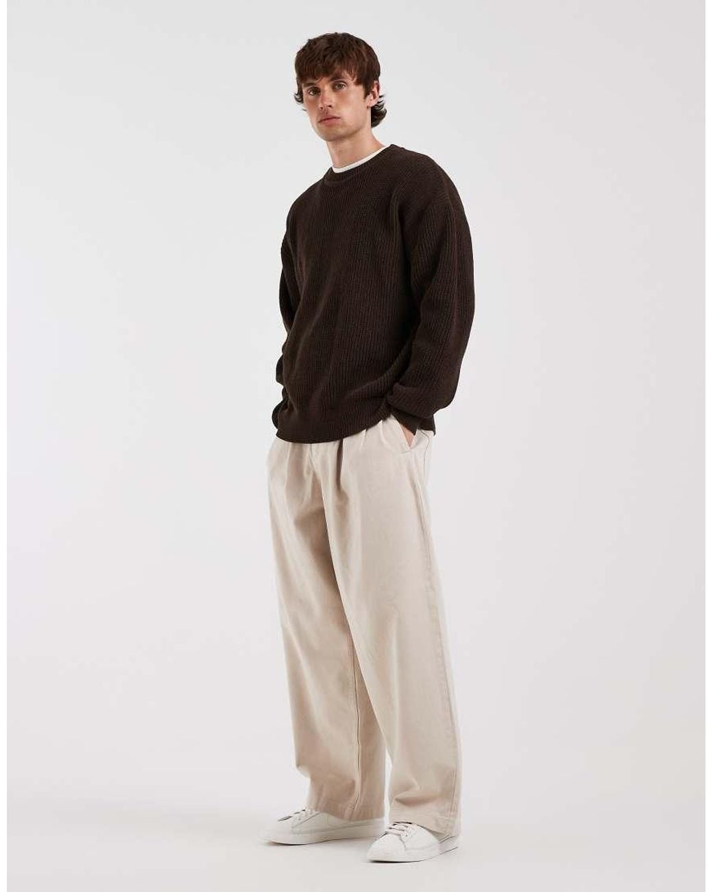 Redefined Rebel Black Refined Rebel Boxy Oversized Ribbed Crew Neck Jumper for men